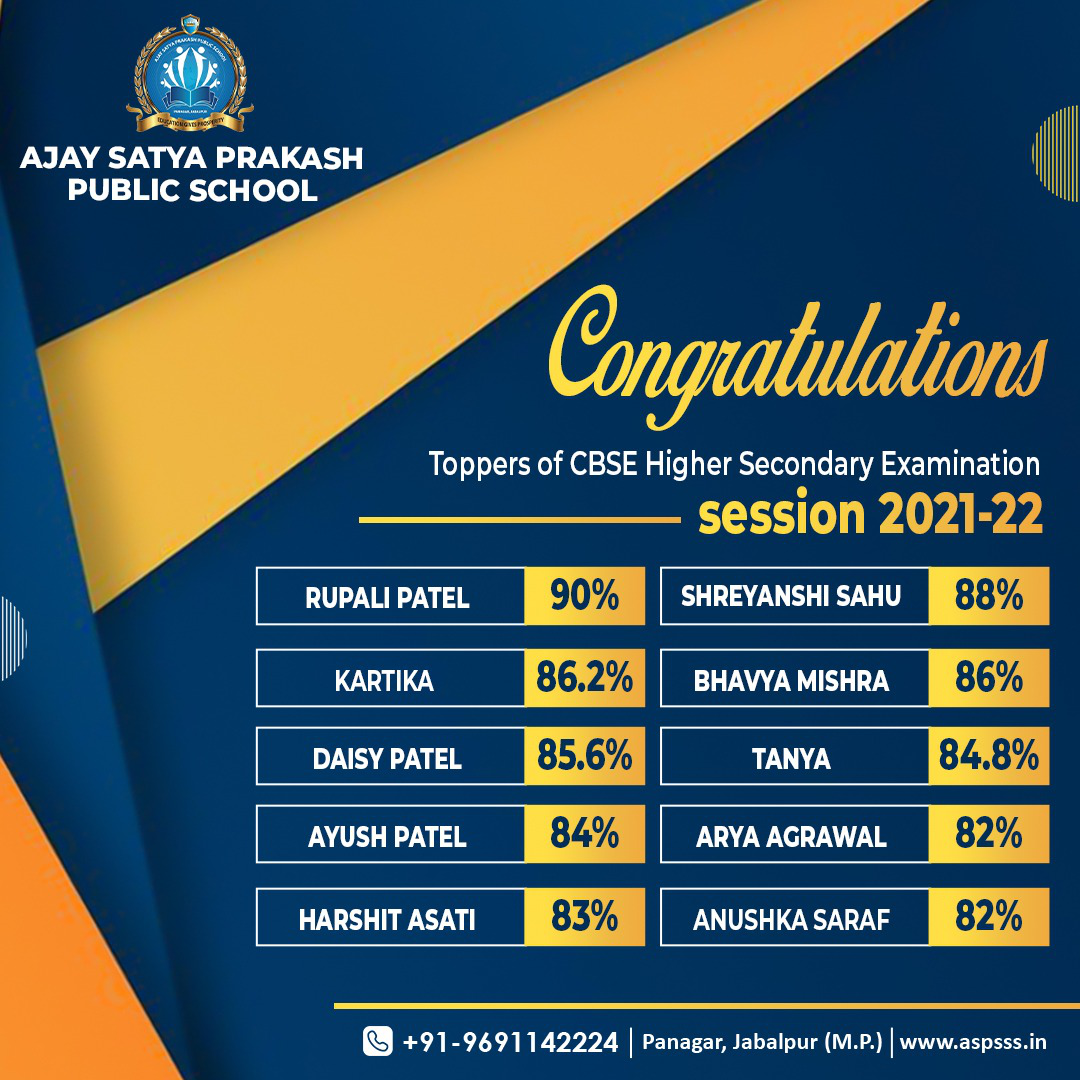 ajay satya praksh public school - congratulation for best result 12th class